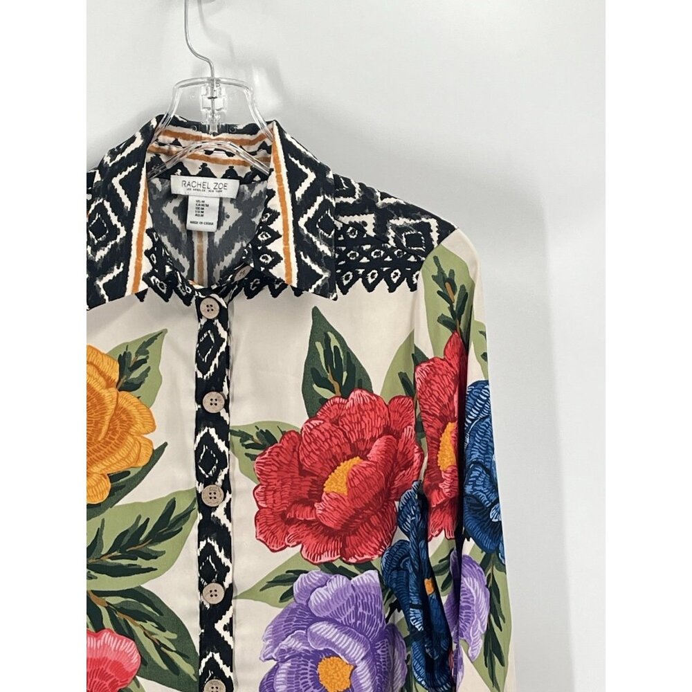 Rachel Zoe Mixed Print Patchwork Button Down Shir… - image 3